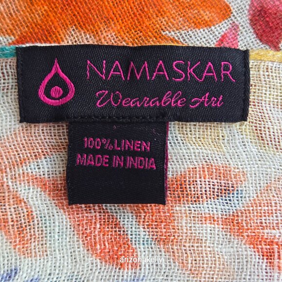 NWOT Linen Watercolor Flowers Colorful Art - Picture 4 of 10